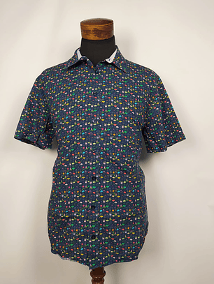 Camisa azul estampada floral TALLA L