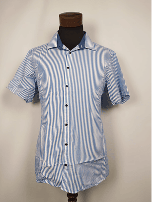 Camisa a rayas celeste TALLA L