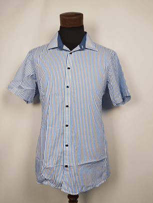 Camisa a rayas celeste TALLA L