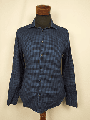 Camisa azul con microcuadro TALLA L