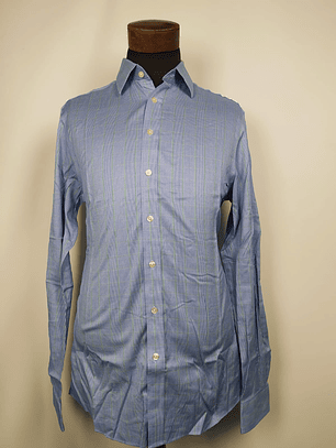 Camisa celeste a cuadros finos TALLA M