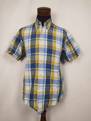 Camisa cuadros azul y mostaza TALLA M