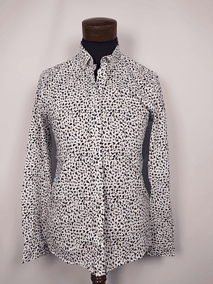 Camisa Zara estampada blanca con microdiseños TALLA M