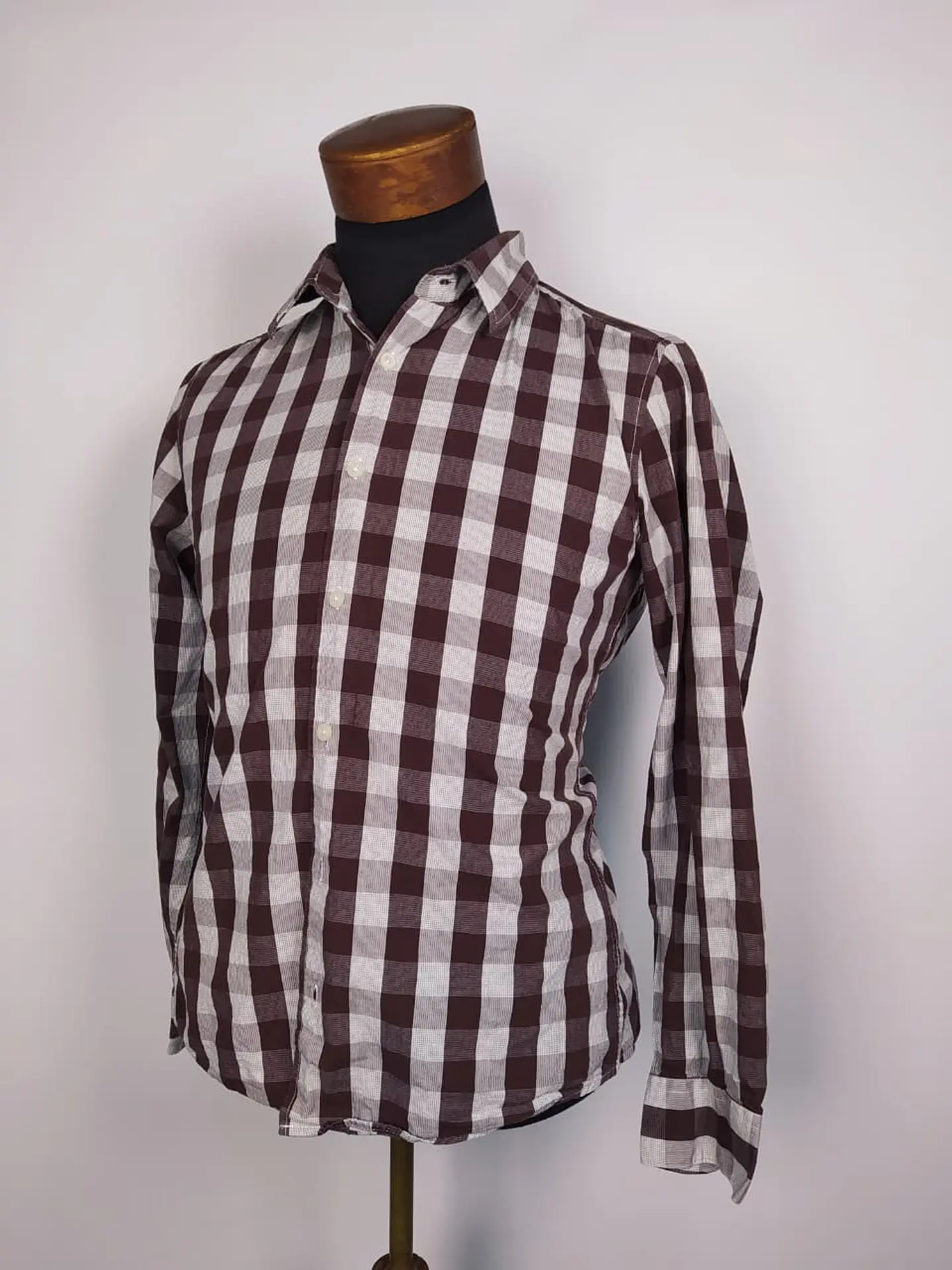 Camisa a cuadros burdeos y blanco – TALLA M 2