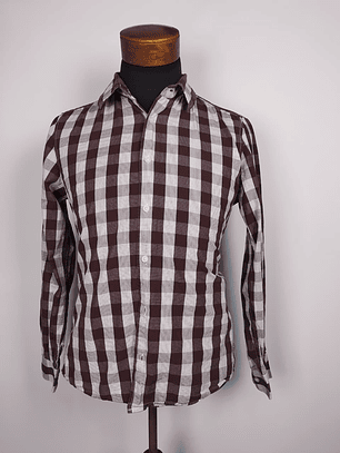 Camisa a cuadros burdeos y blanco – TALLA M
