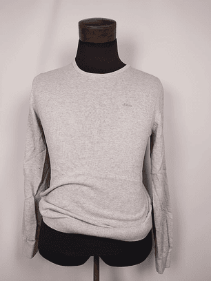 Suéter gris claro cuello redondo TALLA S