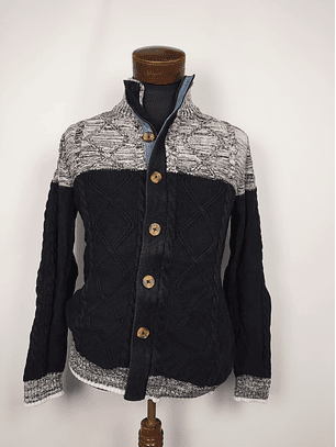 Suéter cárdigan tejido bicolor TALLA M