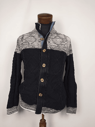 Suéter cárdigan tejido bicolor TALLA M