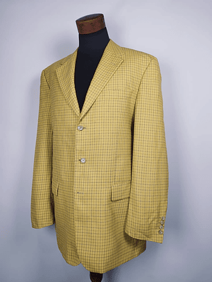 Blazer Bäumler 100% lana pura, mostaza a cuadros finos — Talla XL