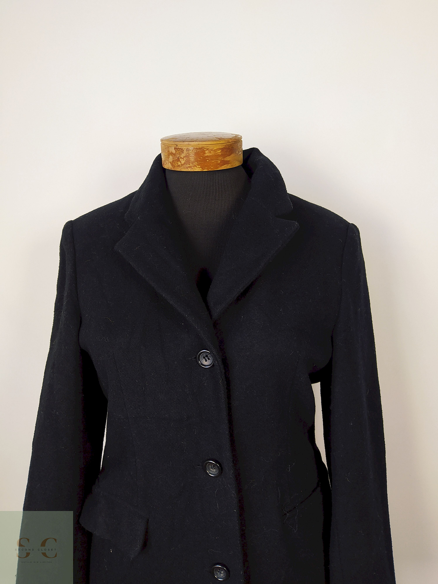  Abrigo lana mujer largo negro Braetan Talla M 2