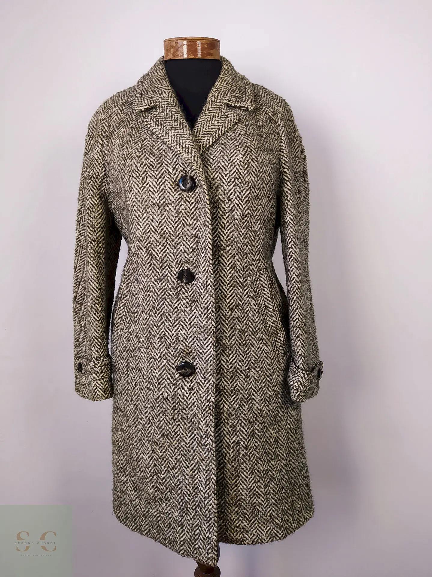 Abrigo Vintage lana tweed Talla M 3