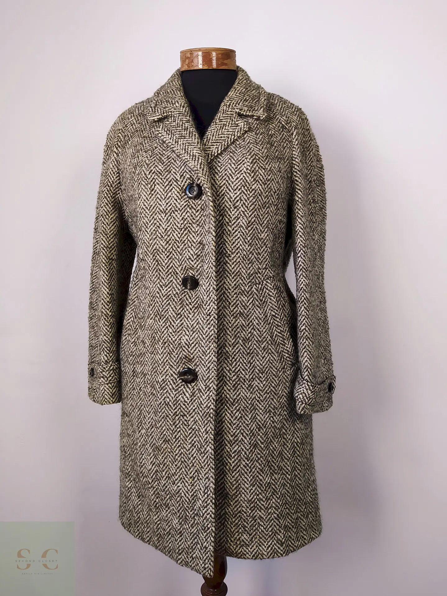 Abrigo Vintage lana tweed Talla M 1