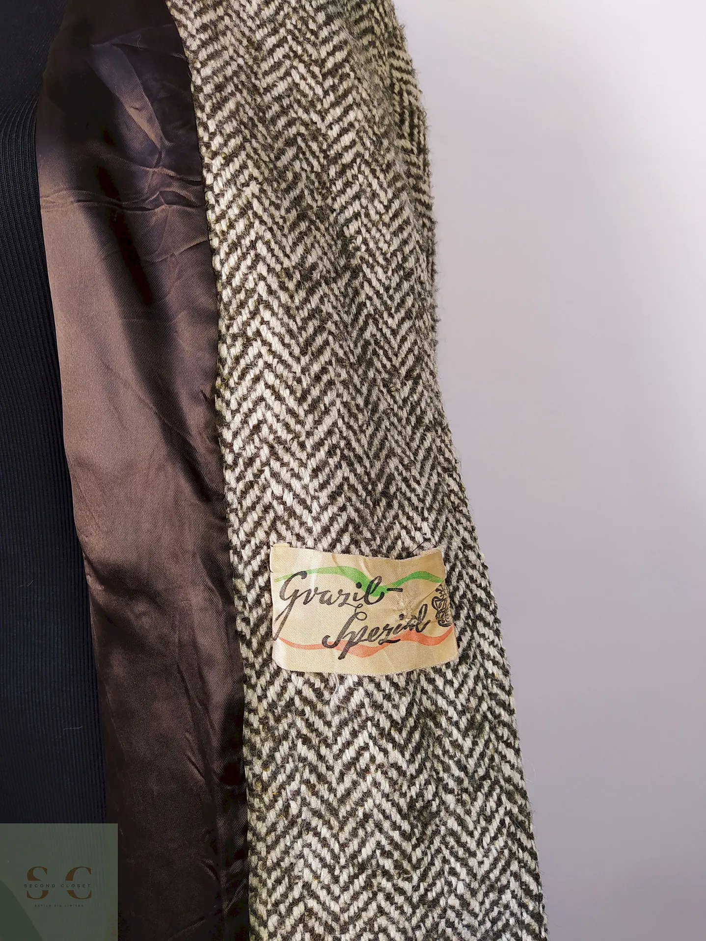 Abrigo Vintage lana tweed Talla M 4