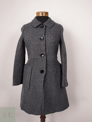 Abrigo mujer pura lana Green Label Relaxing plomo tejido Talla XS-S