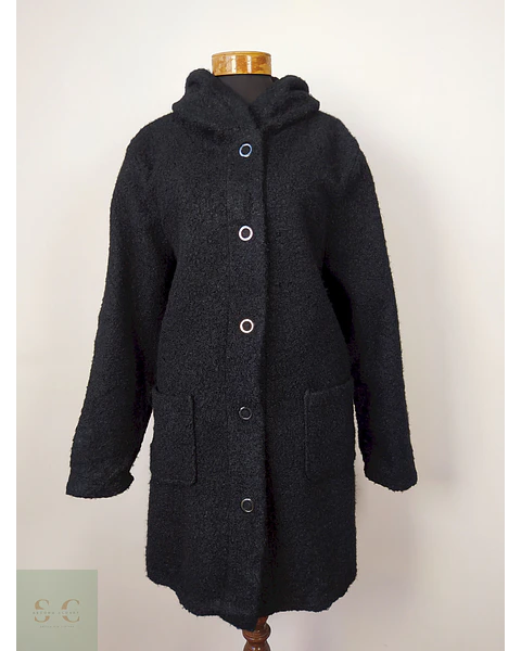 Abrigo mujer ligero negro con gorro Talla XXL