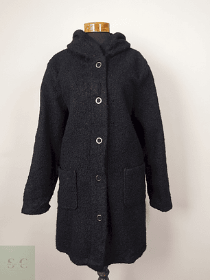 Abrigo ligero negro con gorro Talla XL