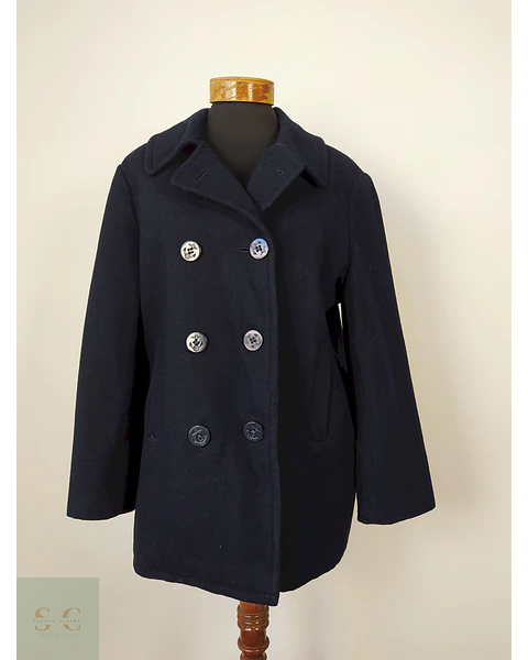 Abrigo mujer cruzado lana azul marino premium TALLA XL