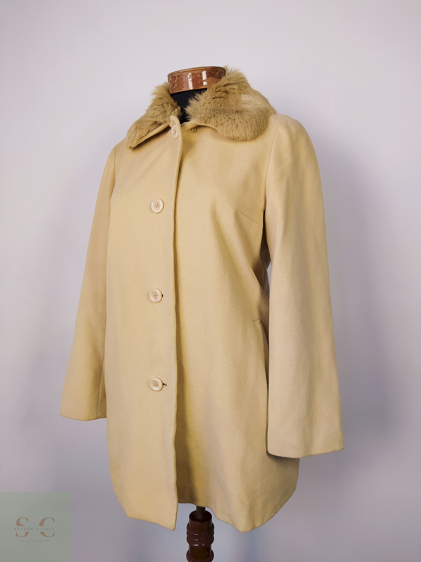 Abrigo pura lana mujer Palace Garden beige Talla S 3