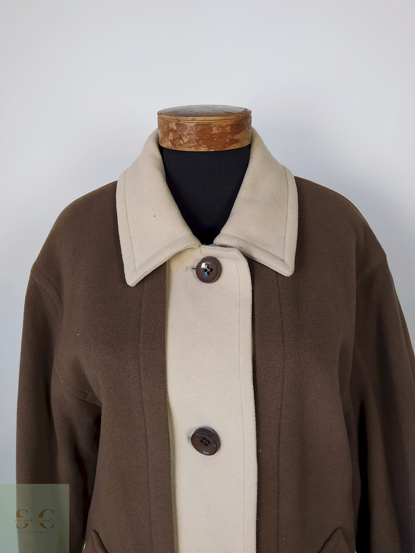 Abrigo mujer lana virgen Café y beige TALLA XL 3