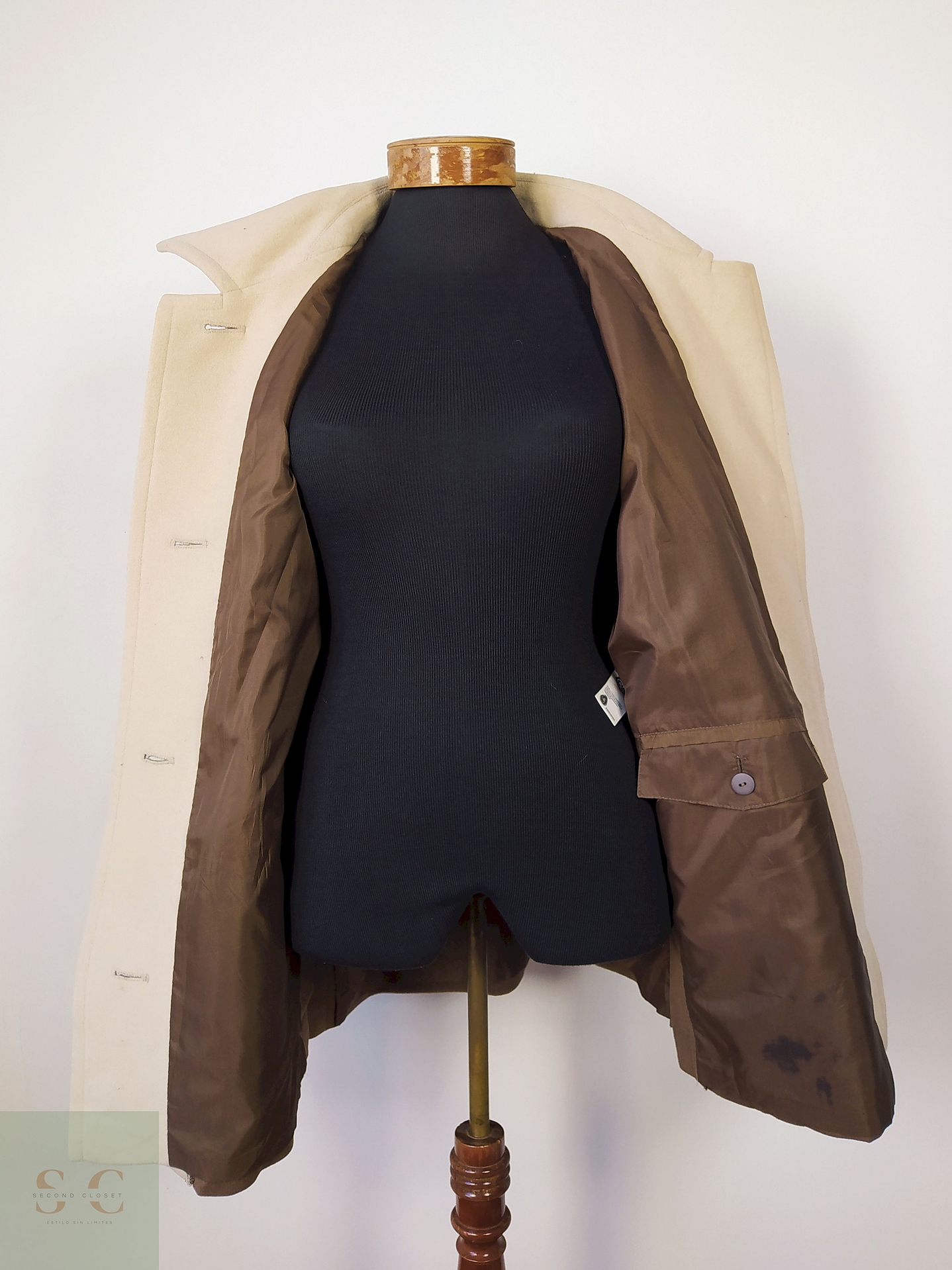 Abrigo mujer lana virgen Café y beige TALLA XL 4