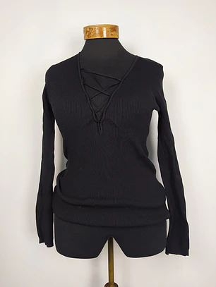 Sueter mujer ZARA TALLA M negro polera