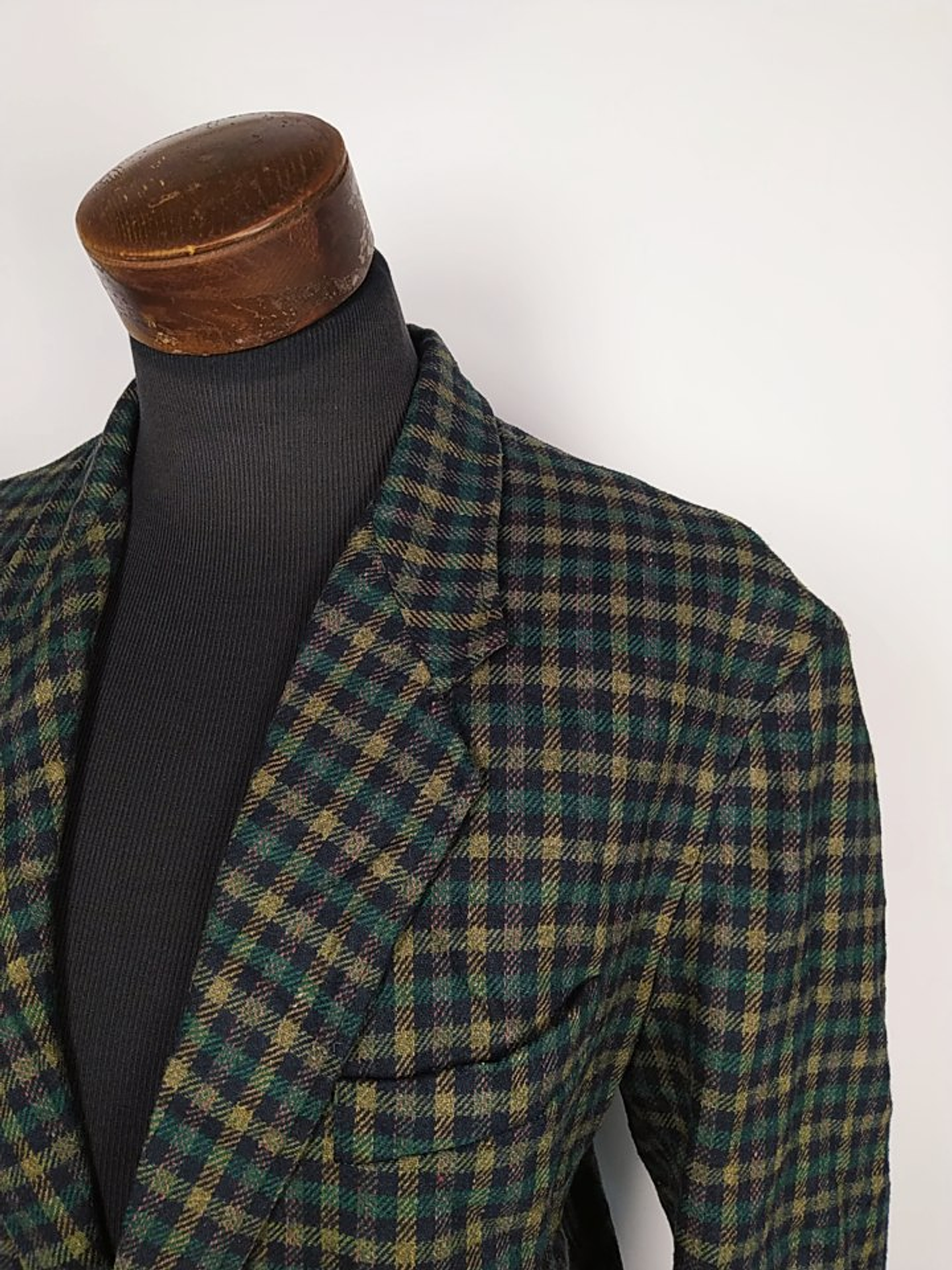 Chaqueta Hombre Santini Verde Cuadros Talla XXL 54 Lana Virgen 2