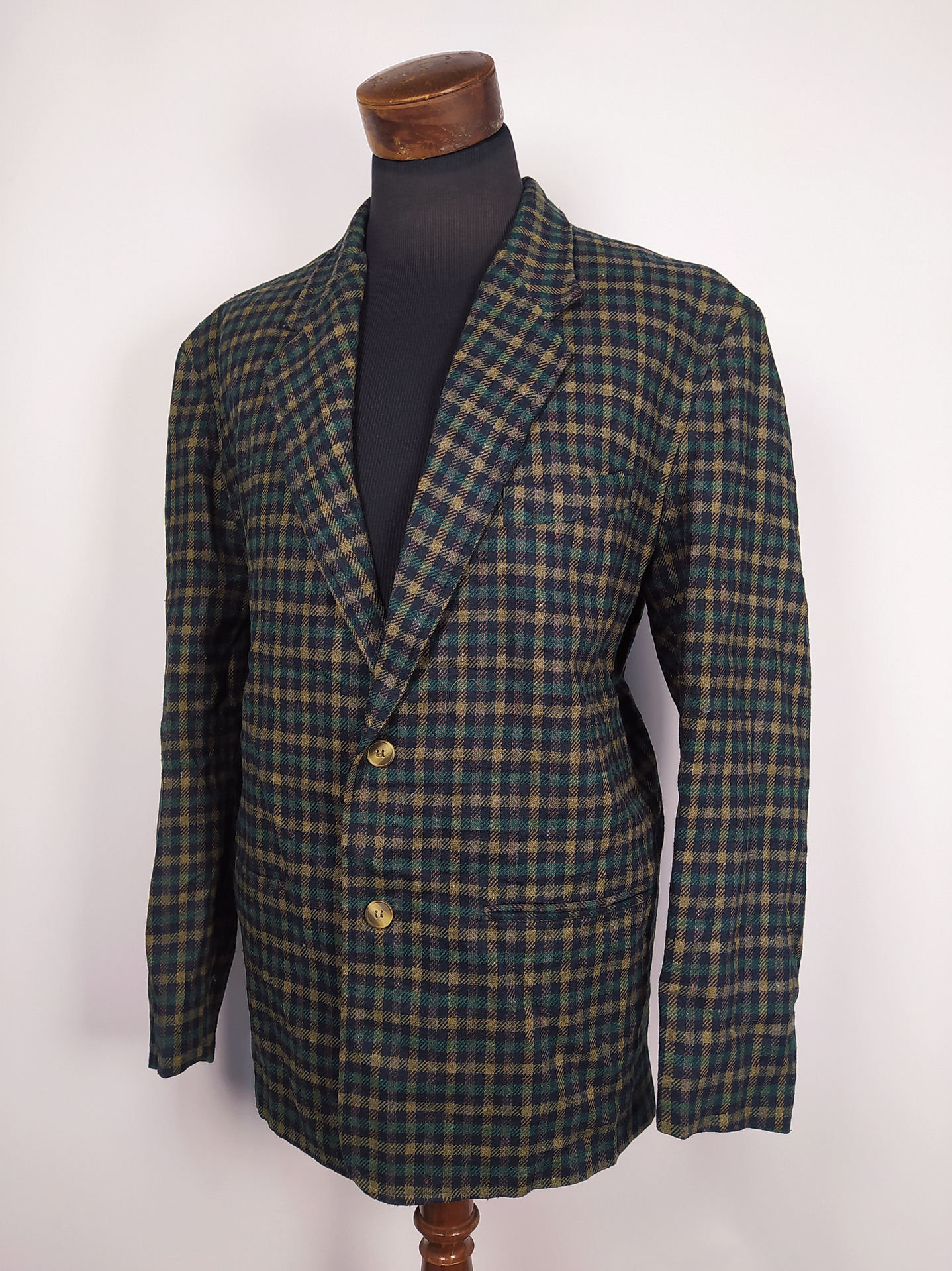 Chaqueta Hombre Santini Verde Cuadros Talla XXL 54 Lana Virgen 1