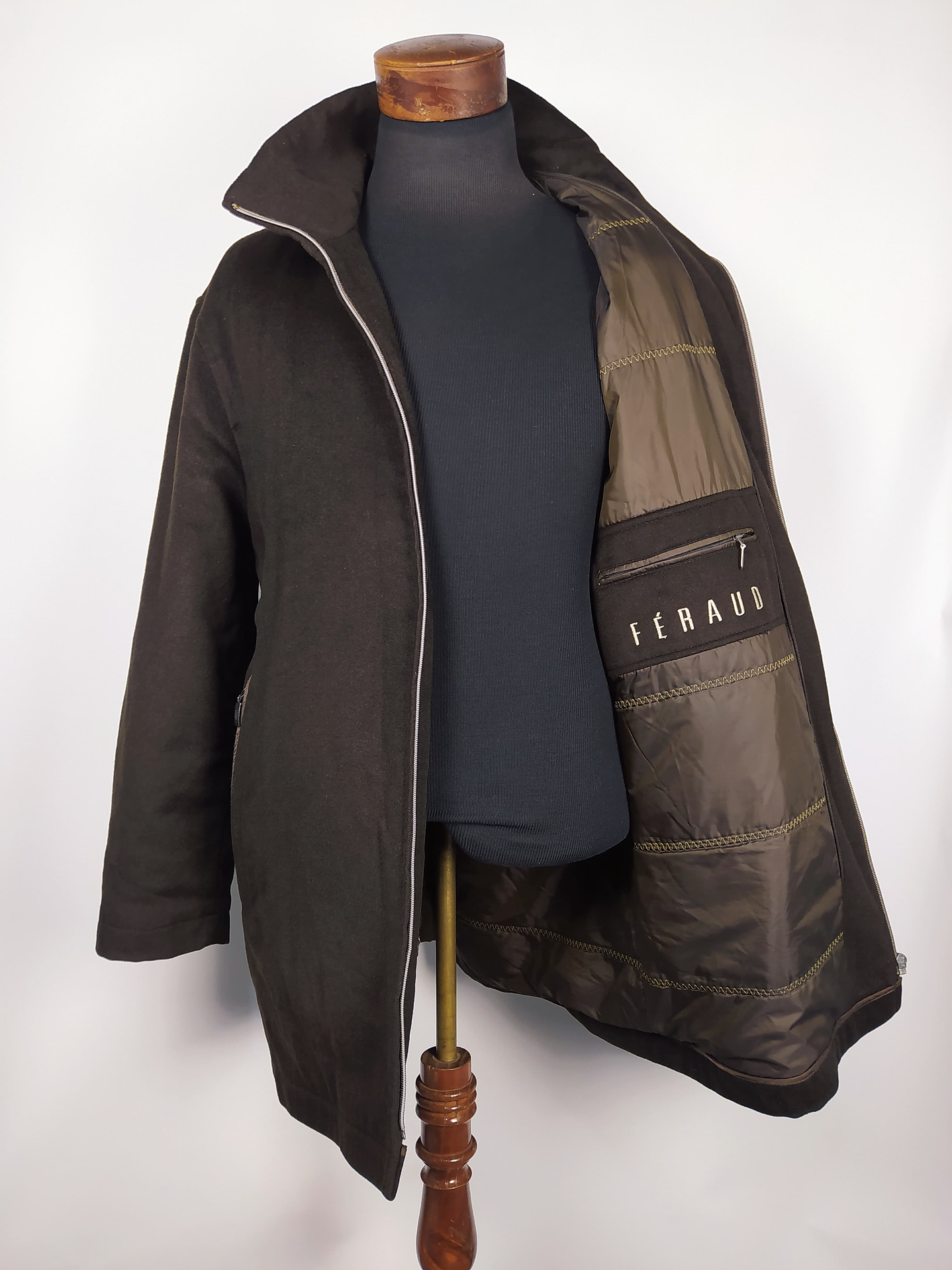 Abrigo Pura Lana Chaquetón FERAUD Café Talla LXL 1