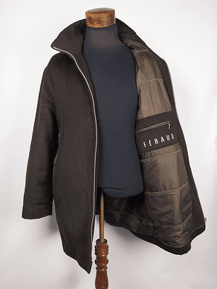 Abrigo Pura Lana Chaquetón FERAUD Café Talla LXL