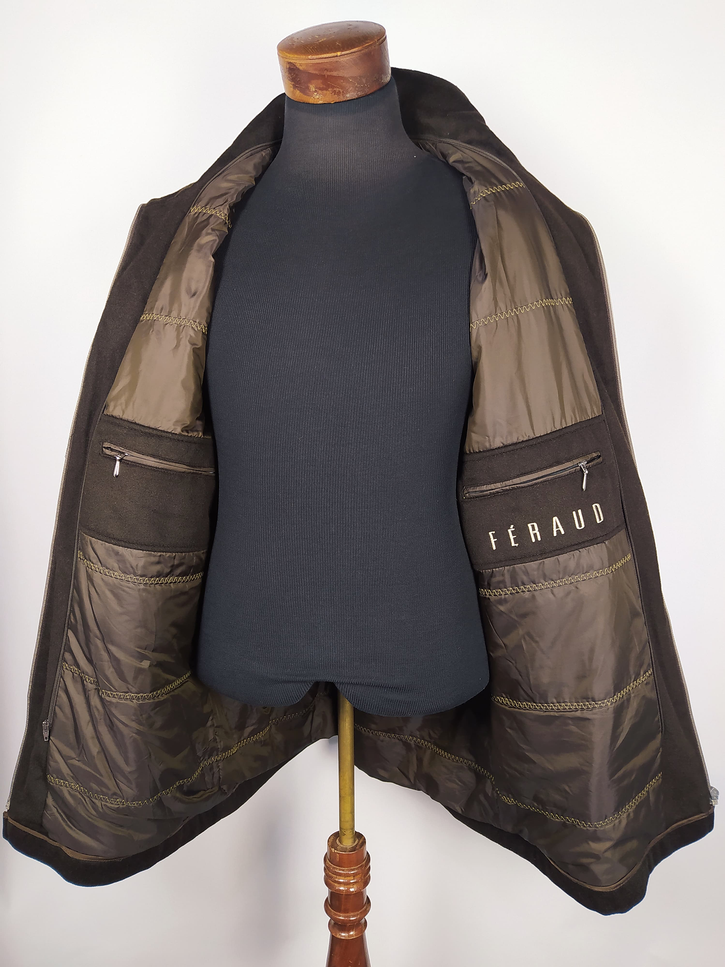 Abrigo Pura Lana Chaquetón FERAUD Café Talla LXL 7