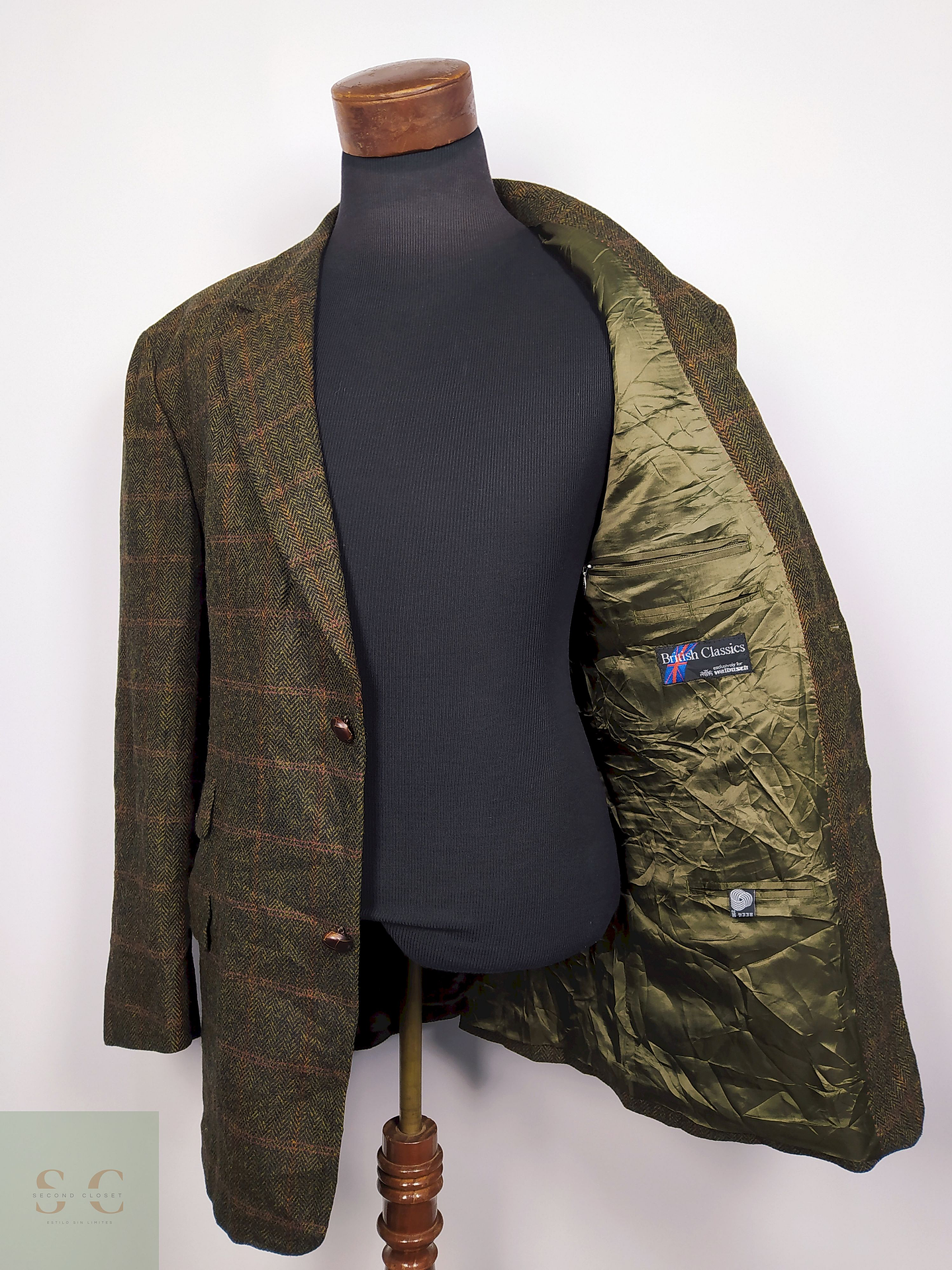 BLAZER LUJO BRITISH CLASSIC LANA VIRGEN TWEED VERDE Talla XXL-XXL 2