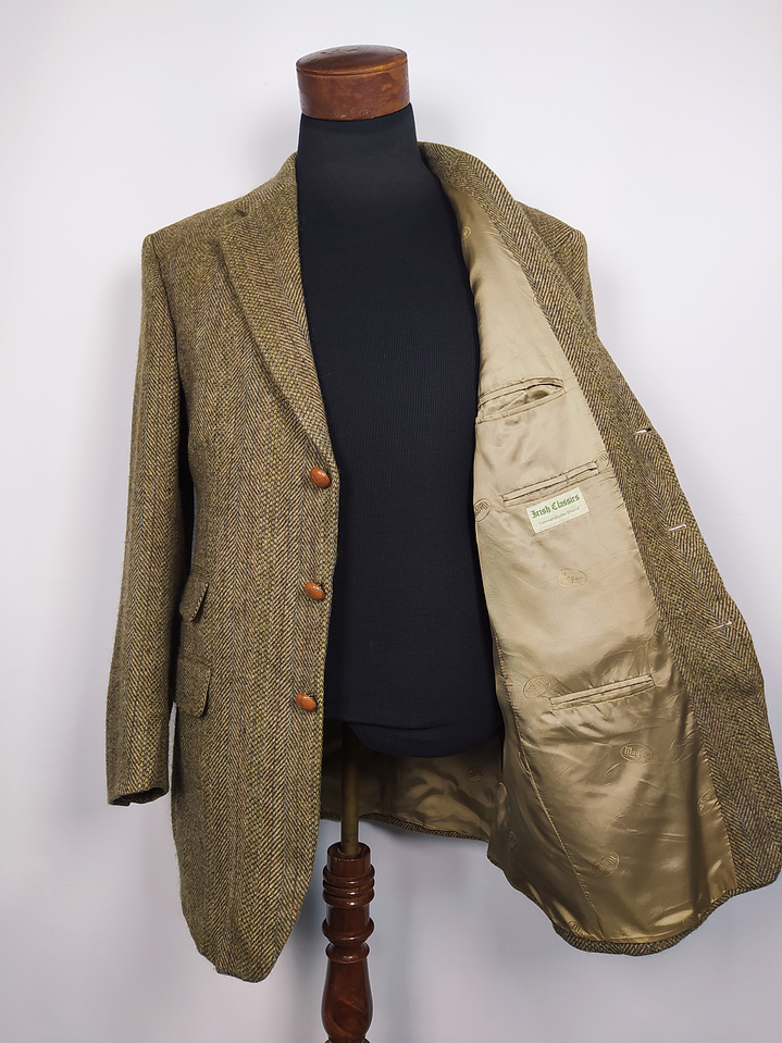 Chaqueta lana virgen mohair Magee DONEGAL MIST · HANDWOVEN lujo exclusivo TALLA ML 3