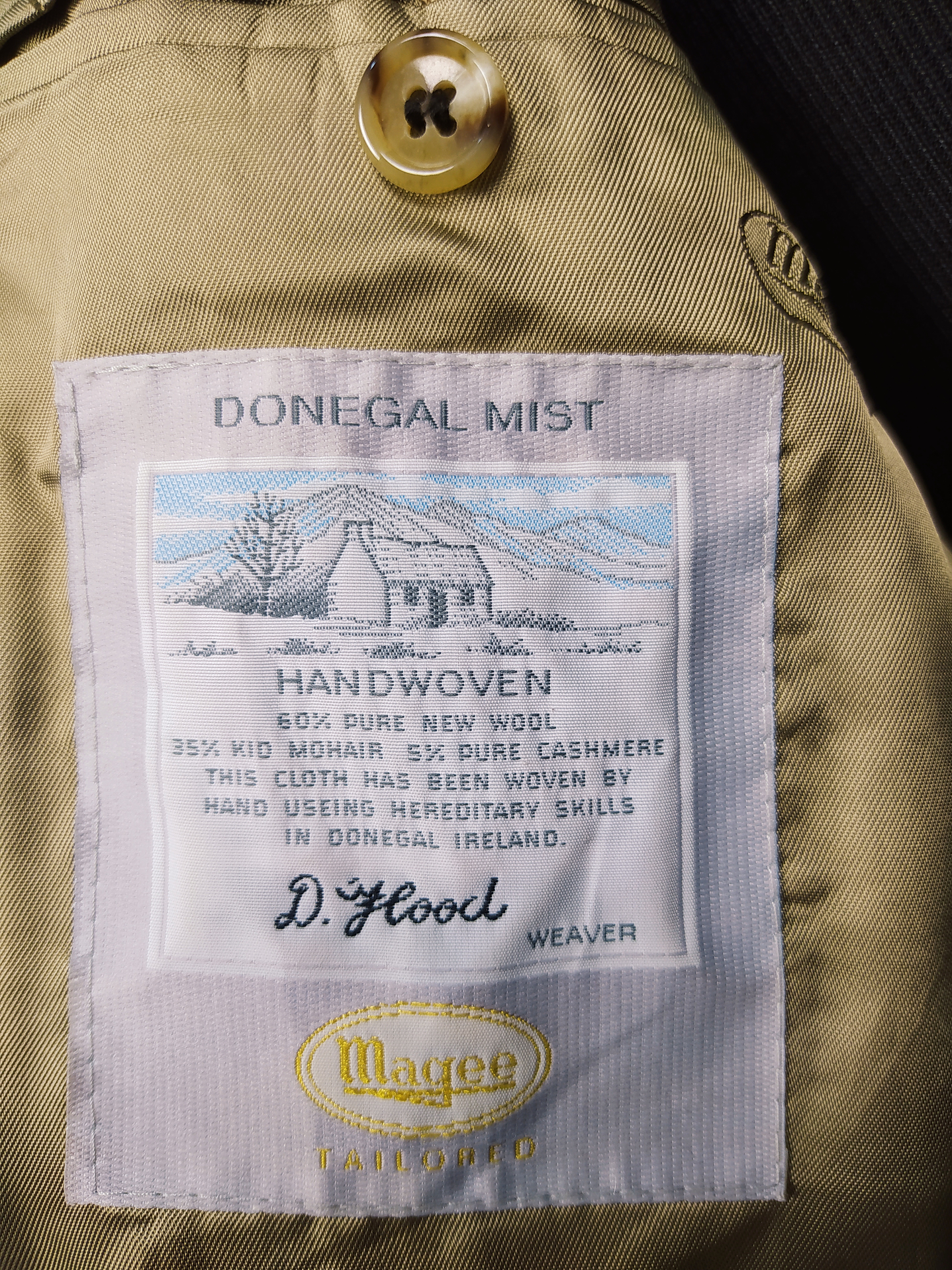 Chaqueta lana virgen mohair Magee DONEGAL MIST · HANDWOVEN lujo exclusivo TALLA ML 7