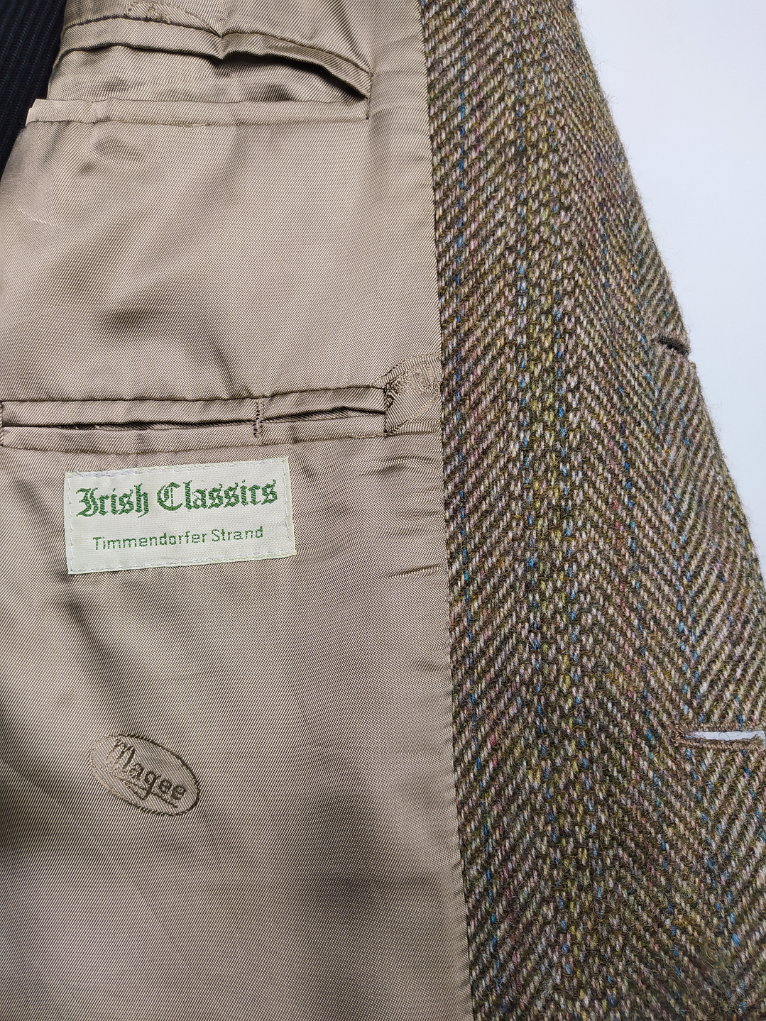 Chaqueta lana virgen mohair Magee DONEGAL MIST · HANDWOVEN lujo exclusivo TALLA ML 6