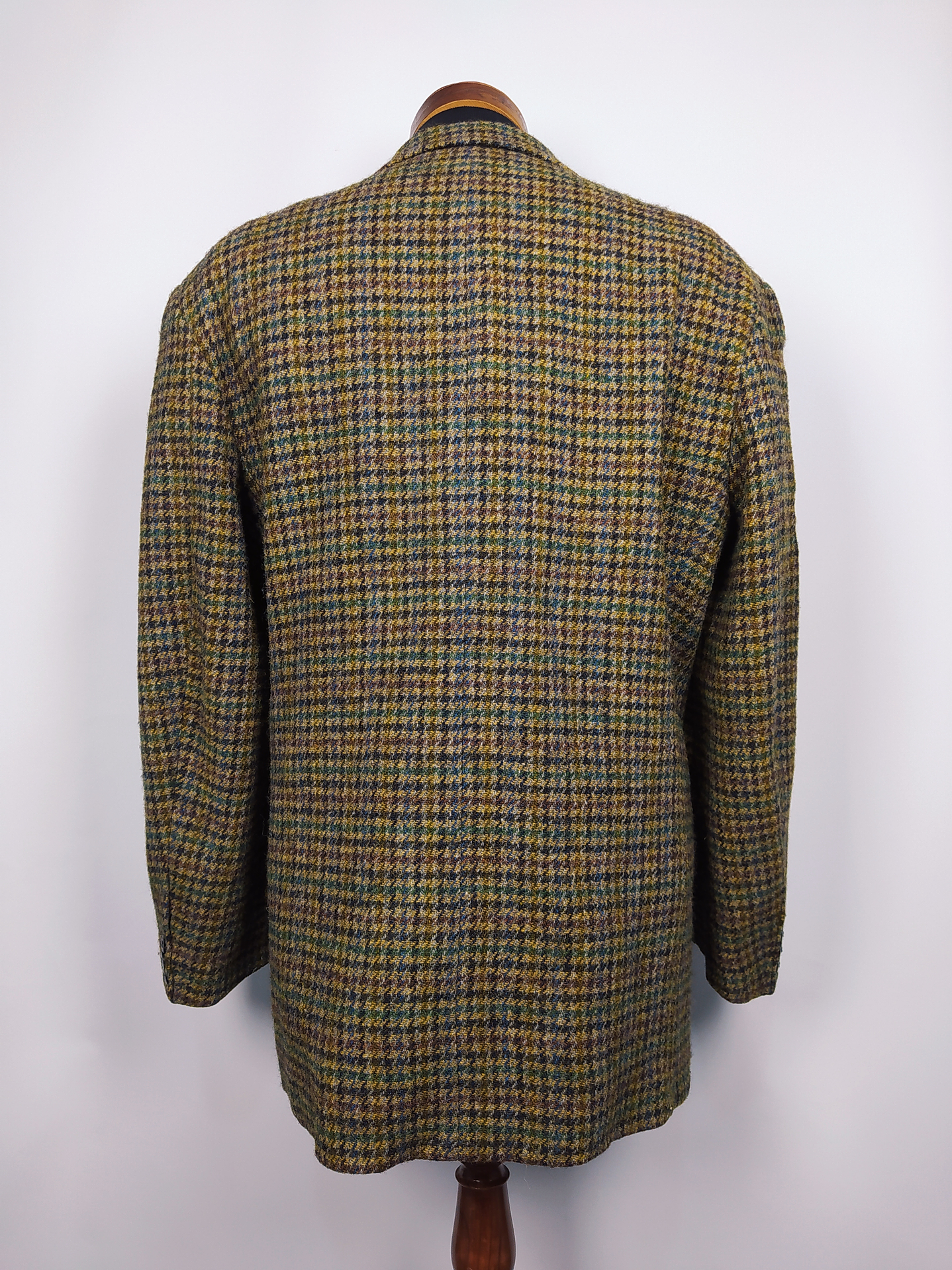 HARRIS TWEED HANDWOVEN ORB CERTIFICATE – Houndstooth Clásico Outer Hebrides – Talla XL – Pieza de Colección 90s 5