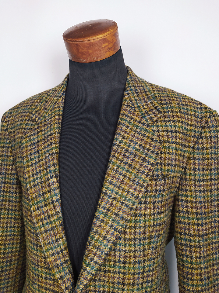 HARRIS TWEED HANDWOVEN ORB CERTIFICATE – Houndstooth Clásico Outer Hebrides – Talla XL – Pieza de Colección 90s 4