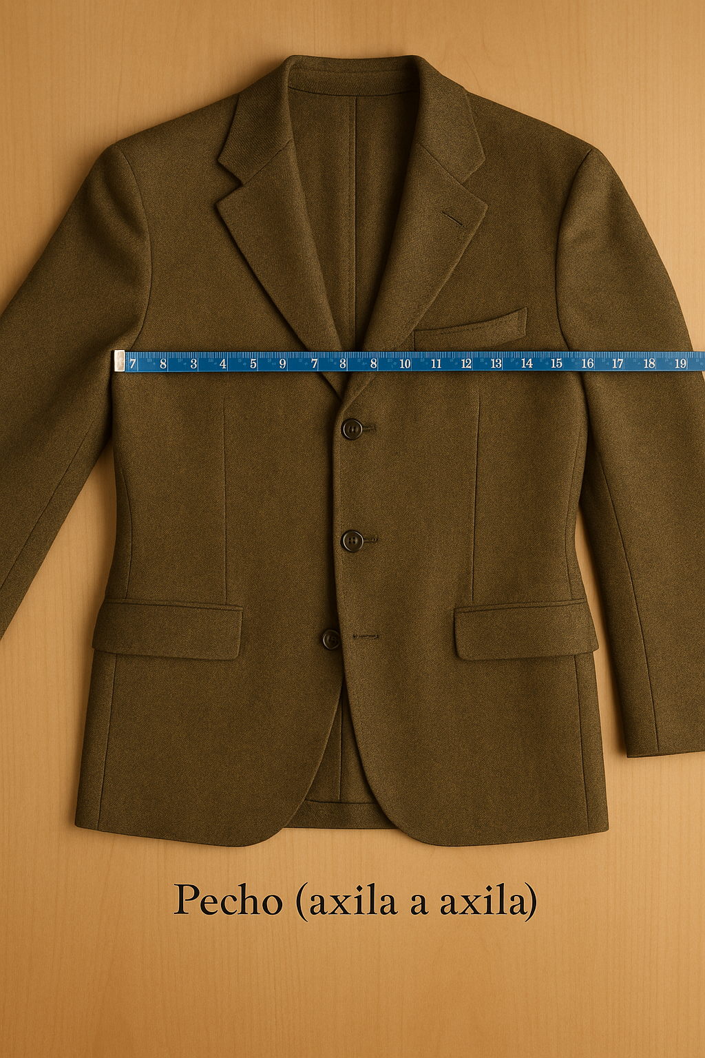 Esquema de medición de pecho en blazer