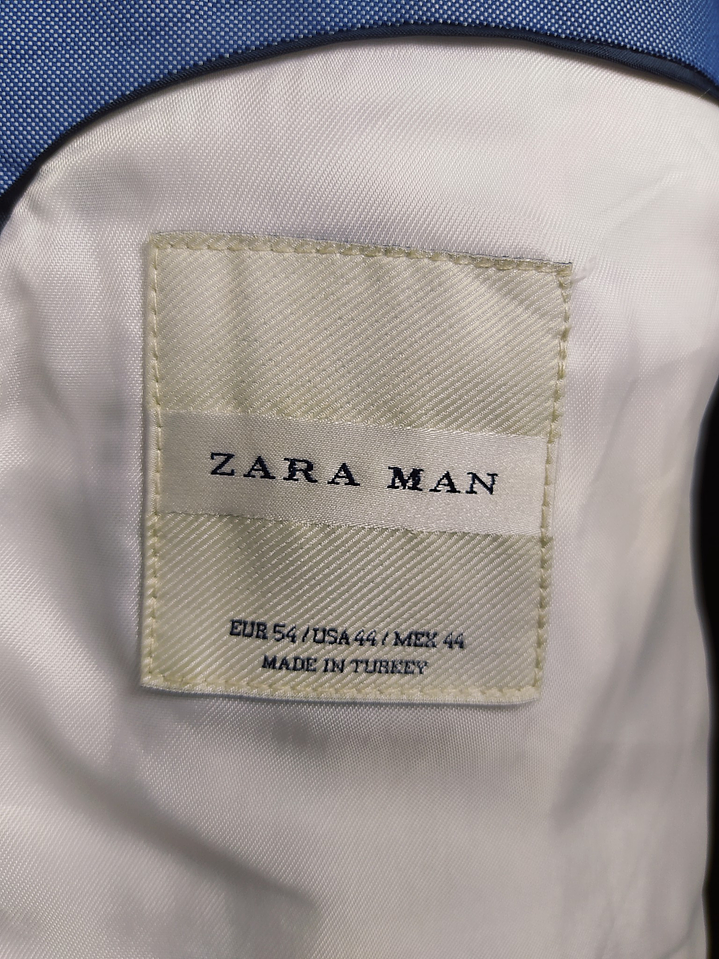 Blazer Zara Man – Celeste brillante estructurado – Talla ML 5