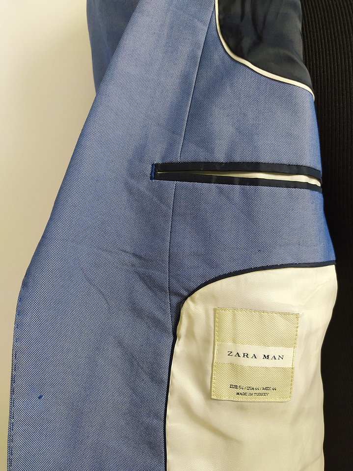 Blazer Zara Man – Celeste brillante estructurado – Talla ML 6