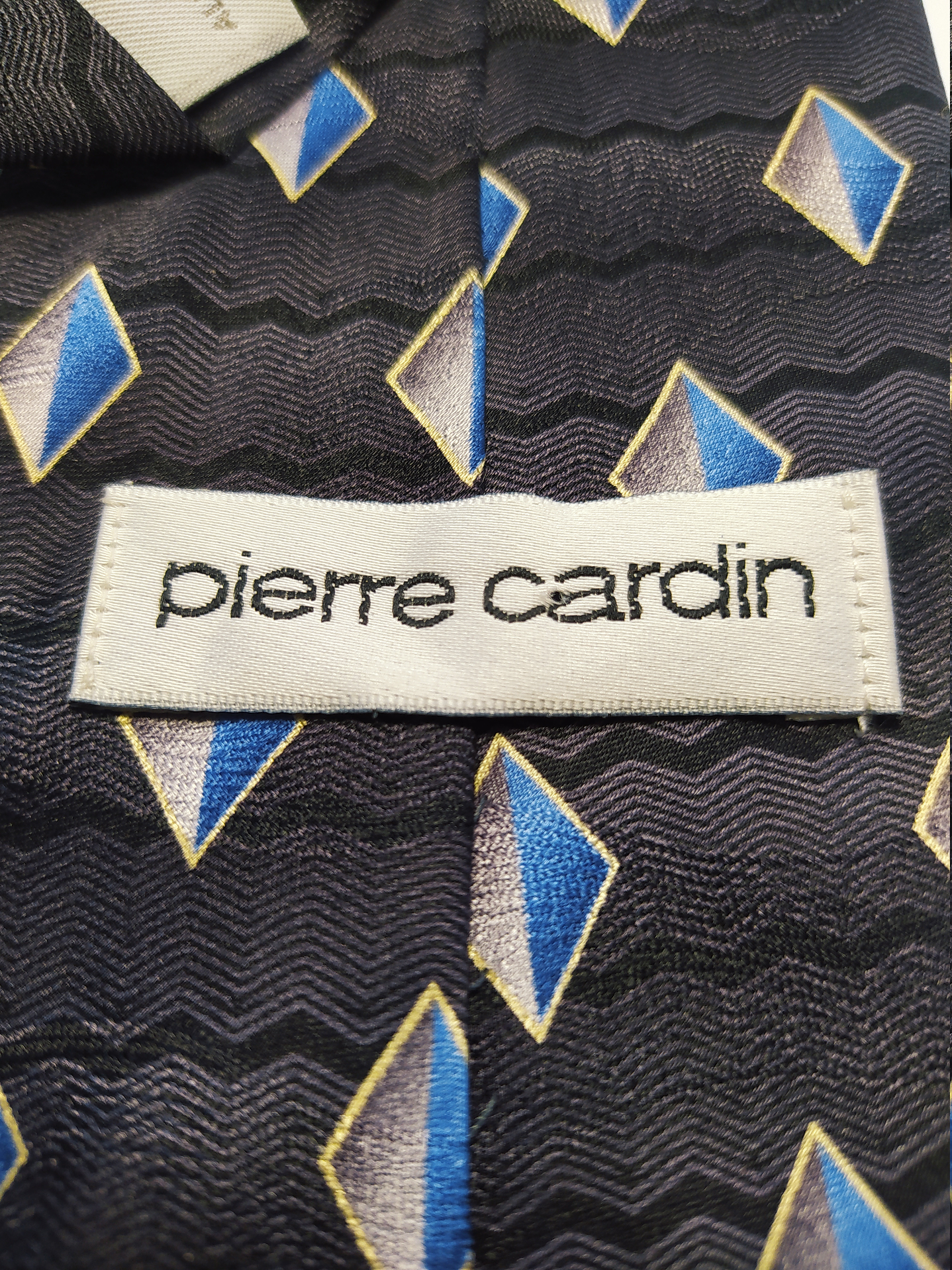 Corbata Pierre Cardin geométrica azul/oro – Seda (Clásica) 2