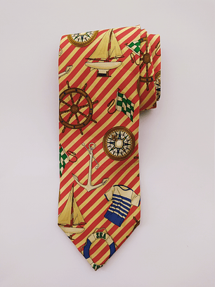 Corbata Hugo Boss náutica vintage – Seda (Clásica)