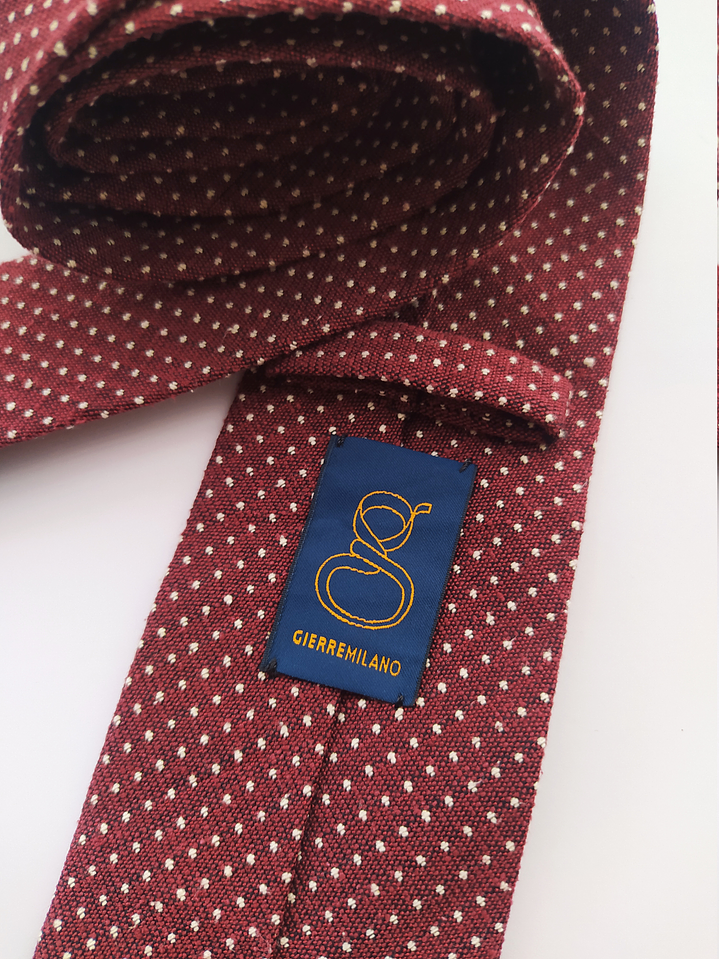 Corbata Gierre Milano burdeos microdibujo – Seda (Slim) 2