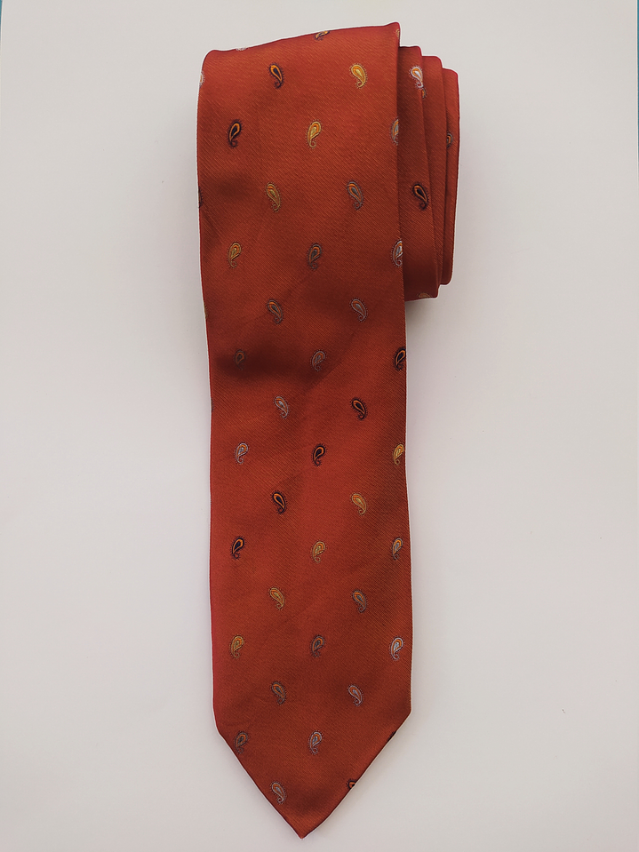 Corbata Roy Robson paisley naranja – Seda (Clásica) 1