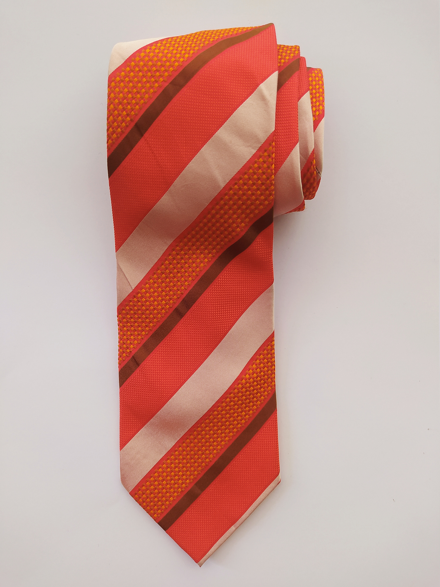 Corbata Roy Robson rayas rojo/beige – Seda (Clásica) 1