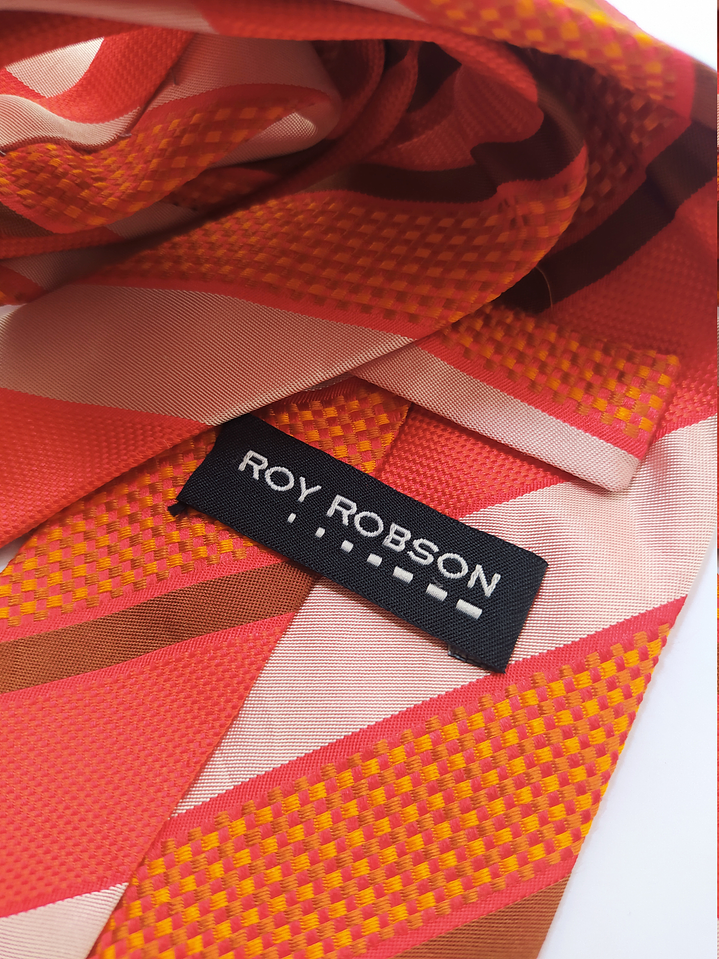 Corbata Roy Robson rayas rojo/beige – Seda (Clásica) 2