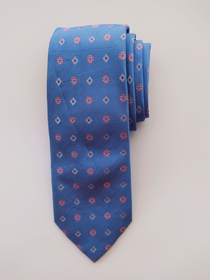 Corbata Roy Robson celeste microdibujo – Seda (Clásica) 1
