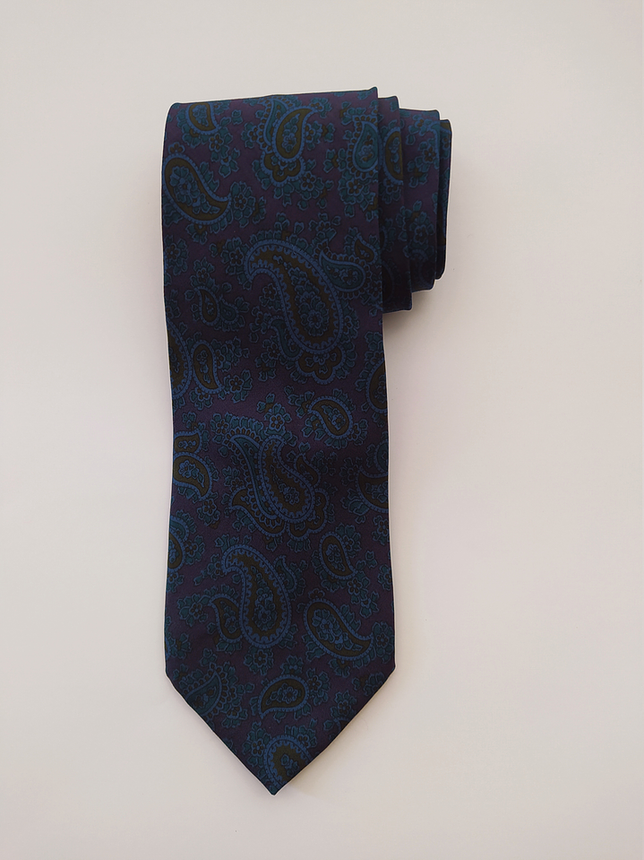 Corbata Armani paisley azul – Seda (Clásica premium) 1