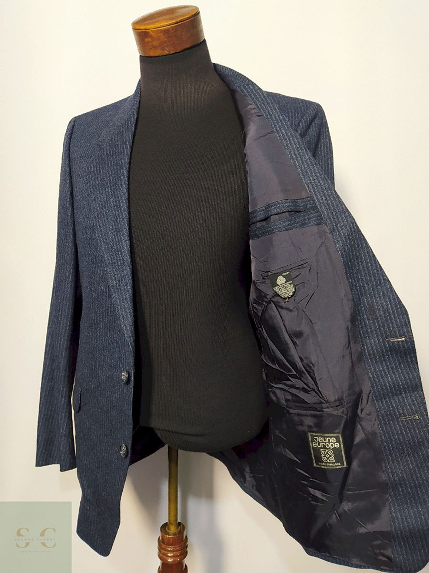 Blazer / Vestón Azul a Rayas – Lana Virgen – Talla M 2