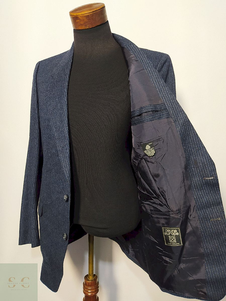 Blazer / Vestón Azul a Rayas – Lana Virgen – Talla M 2