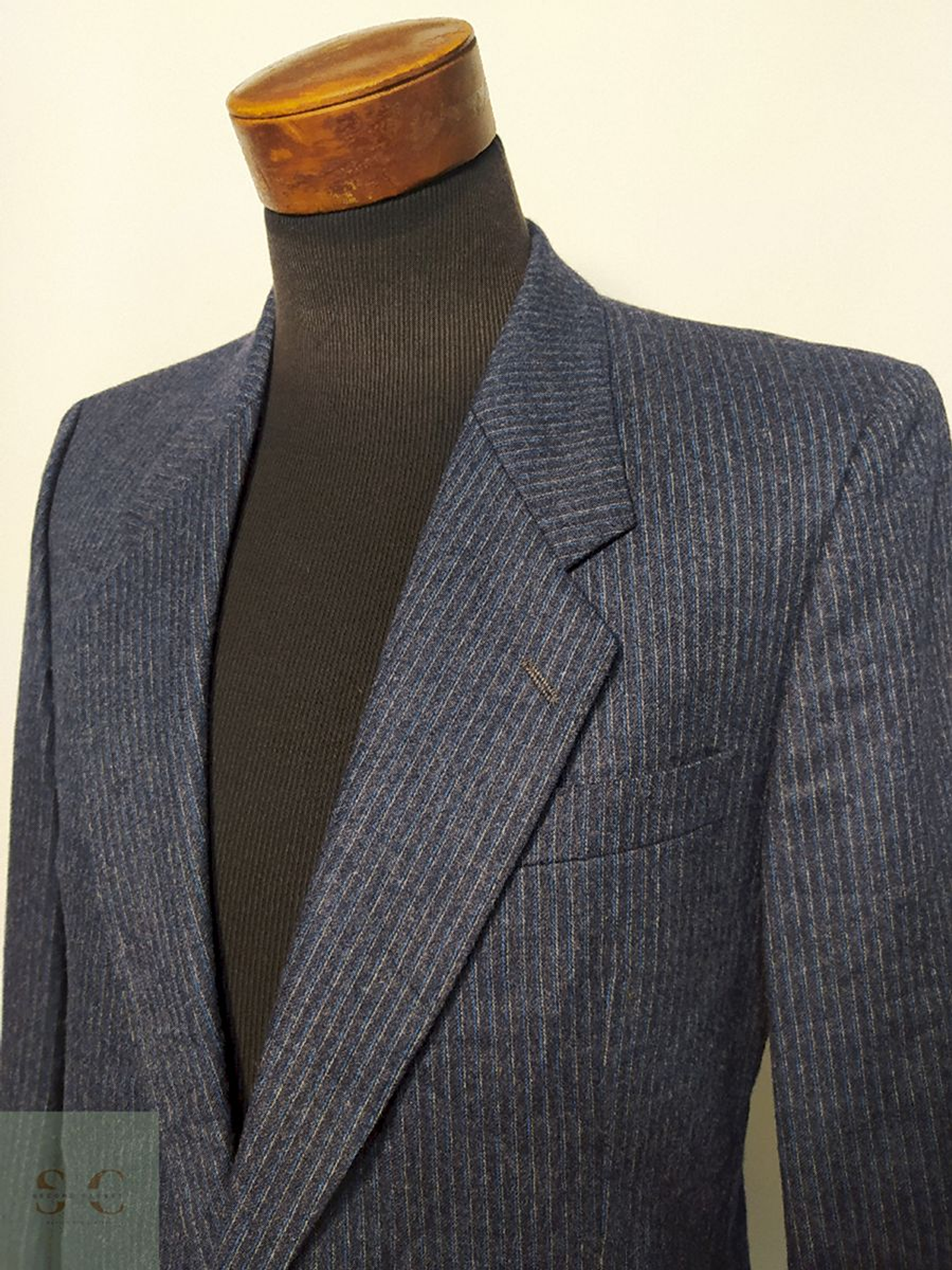 Blazer / Vestón Azul a Rayas – Lana Virgen – Talla M 3